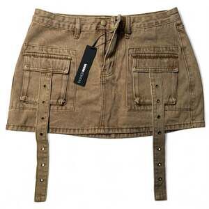 Gone Viral Mineral Washed Micro Mini Skirt - Brown